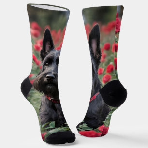 Chaussette "Une rose rouge pour le Terrier écossais noir"