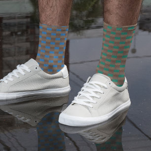 Chaussette Uneven Brown and Blue and Green Color Combination