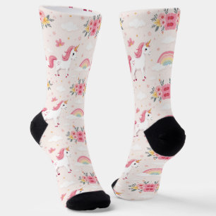 Chaussette Unicornes Dreamy, Arcs-en-ciel, Fleurs, Chic