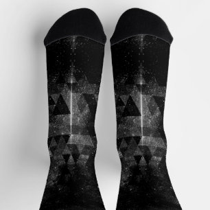 Chaussette Univers abstrait géométrique scintillant noir et b
