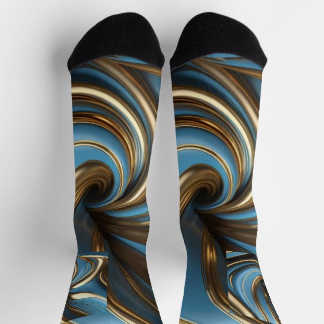 Chaussette Unsex Blue, Marbre métal or (Haut)