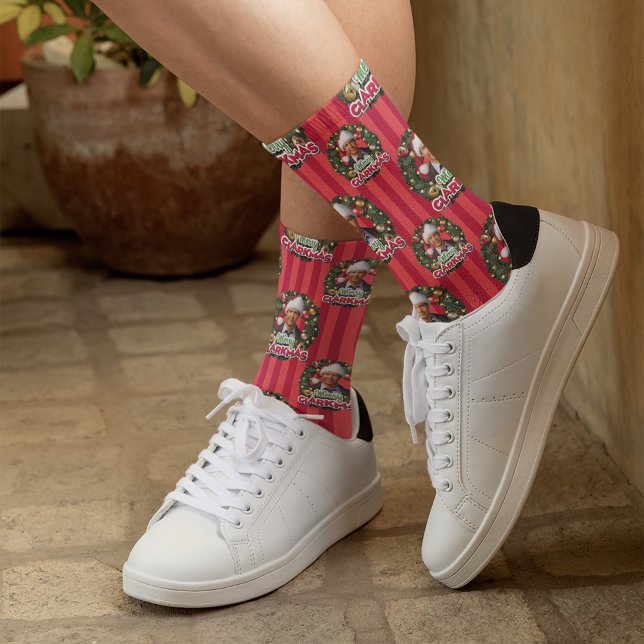 Chaussette Vacances Noël | Chaussettes Motifs Merry Clarkmas (Person wearing socks)