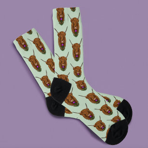 Chaussette Vache écossaise des Highlands Thistle celtique vio