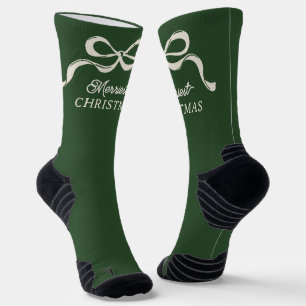 Chaussette Vaches de Noël modernes   Classic Holiday Green