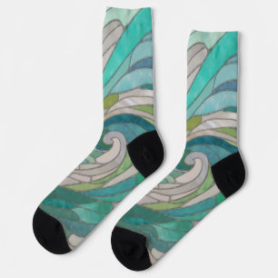 Chaussette Vague et lune de mosaïque
