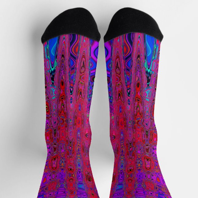 Chaussette Vagues atomiques rétro-Abstraites Trippy rouge et  (Haut)