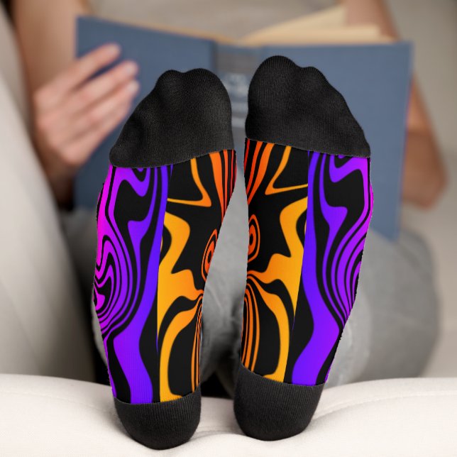 Chaussette Vagues colorées Chaussettes noires - Choisir les c (Fond)