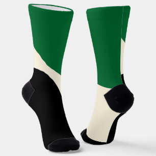 Chaussette Vagues simples 4 en vert, crème et noir