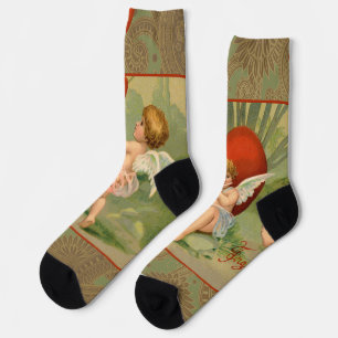 Chaussette Valentine Cupids Love Antique Vintage