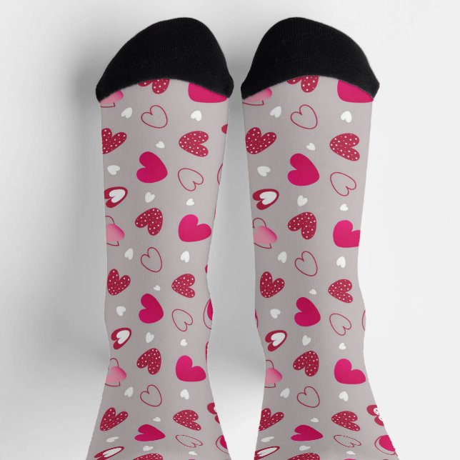 Chaussette Valentine's All Over Heart Print Crew Socks (Haut)