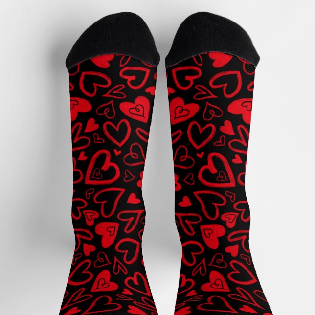 Chaussette Valentines chaussettes de jour Crazy fun coeurs ro (Haut)