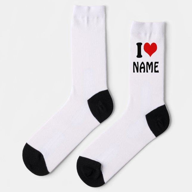 Chaussette Valentines personnalisables Jour J'aime Coeur Pers (Gauche)