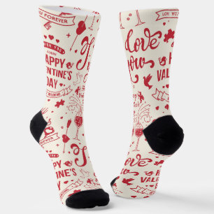 Chaussette Valentines symboles motif