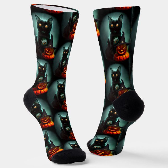 Chaussette Vampire Chat et Assistant Citrouille Halloween Sur (Angulaire)
