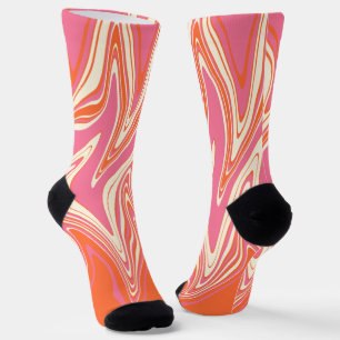 Chaussette Varé - rose, orange et crème