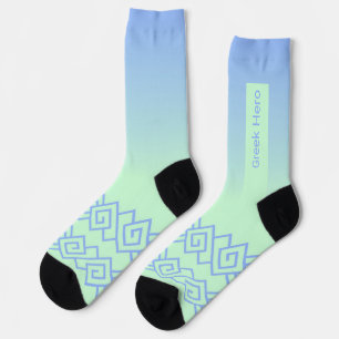 Chaussette Vert à Bleu, Motif Grec, Nom