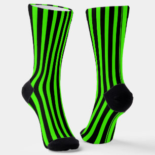 Chaussette Vert slime Halloween et rayures noires 