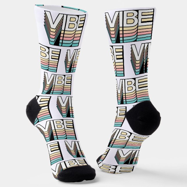 Chaussette Vibe Retro Esthétique moderne Typographie de l'hum (Angulaire)