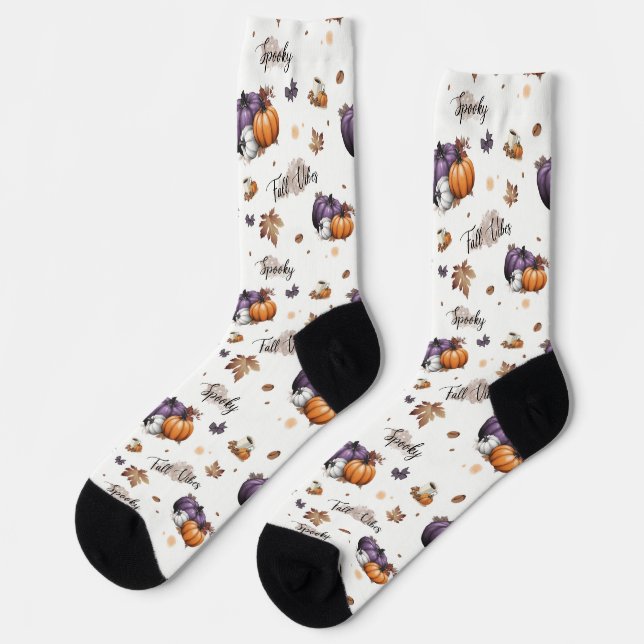 Chaussette Vibes d'automne Motif sans couture (Gauche)