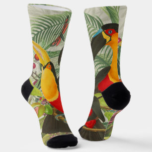 Chaussette Vibrant Tropical Toucan Birds Art Exotic Jungle