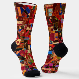 Chaussette Vibrant Vintage Crazy Quilt