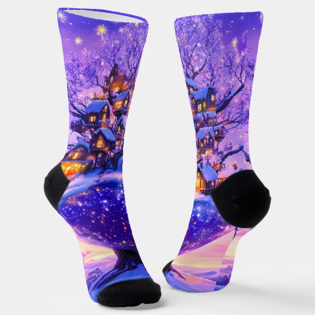 Chaussette Village enneigé de l'hiver fantastique (Angulaire)