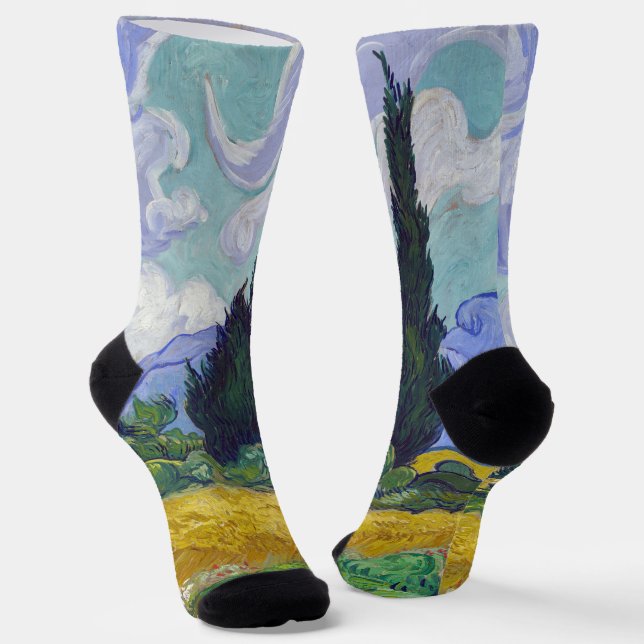 Chaussette Vincent Van Gogh - Champ de blé avec cyprès (Angulaire)