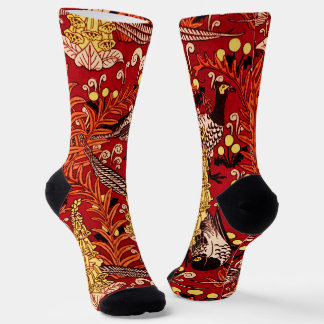 Chaussette Vintage Art Nouveau faisans, ferns et Dandelion