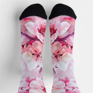 Chaussette Vintage Fleur Pétale Rose Douce