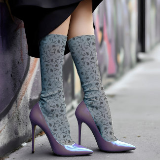 Chaussette Vintage motif floral chic élégant et gris élégant