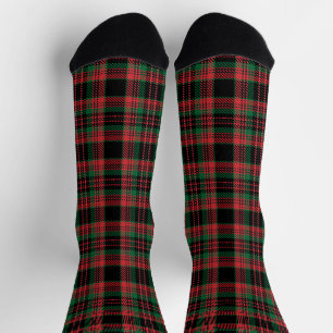 Chaussette Vintage noir rouge vert rustique tartan plaid