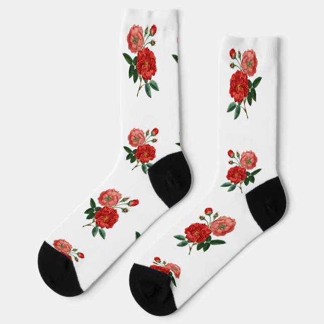 Chaussette Vintage Red Rose Illustration Thunder_Cove (Gauche)