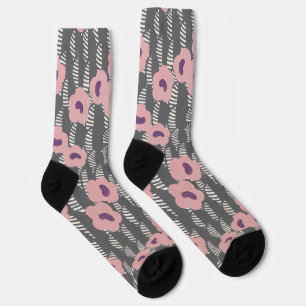 Chaussette Vintage René Crevel Art Déco Fleurs Roses Français