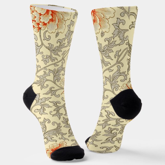 Chaussette Vintage rose gris botanique (Angulaire)