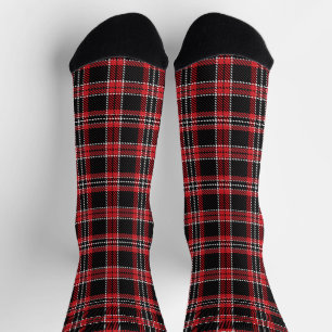 Chaussette Vintage rouge noir et blanc rustique tartan plaid
