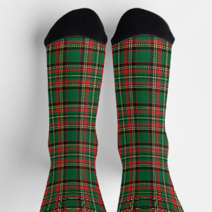 Chaussette Vintage vert rouge noir jaune rustique tartan plai