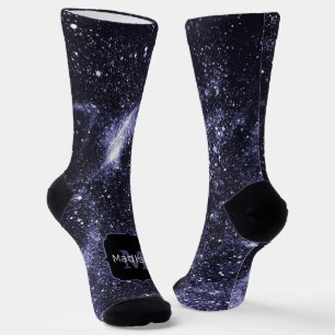 Chaussette Violet violet peri noir galaxie abstraite Monogram