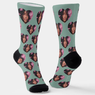 Chaussette Visage de petite amie personnalisé en forme de cœu