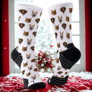 Chaussette Visage personnalisé Chien, Chien Chat Maman Photo