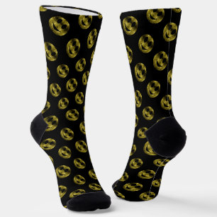 Chaussette Visage sourire étincelant motif de paillettes doré