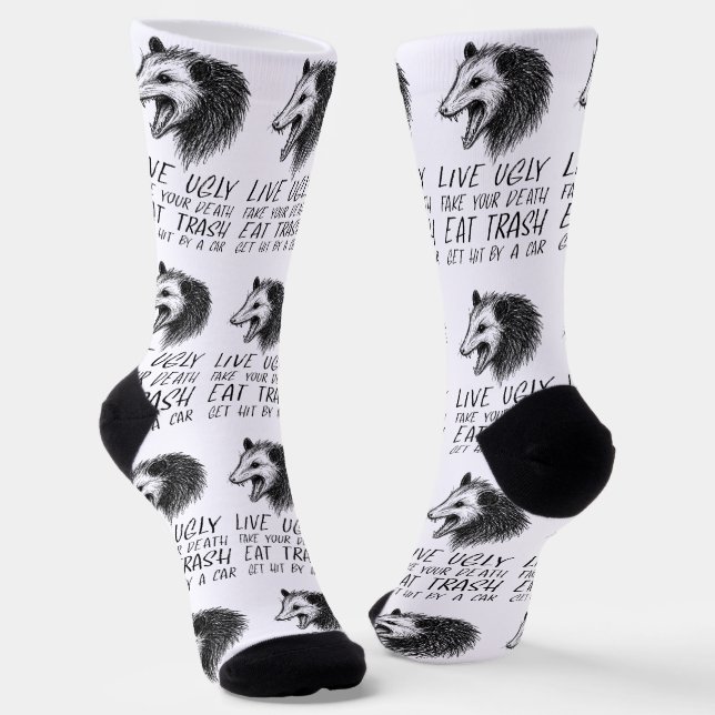 Chaussette Vivez Vilain Fake Votre Mort Manger Trash Drôle Op (Angulaire)