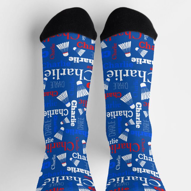 Chaussette Volants de badminton blanc bleu rouge nom chausset (Haut)