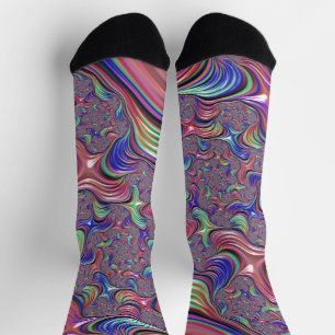 Chaussette Vortex coloré Abstrait Trippy Spiral Fractal