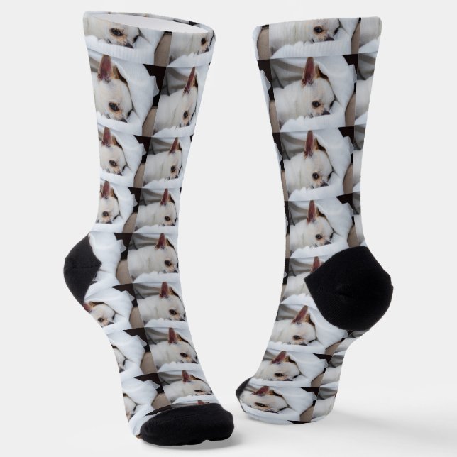 Chaussette Votre chiot chien de compagnie photo personnalisée (Angulaire)