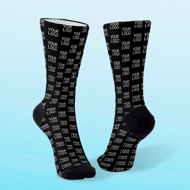 Chaussette Votre logo | Motif demi-étape élégant (Créateur téléchargé)