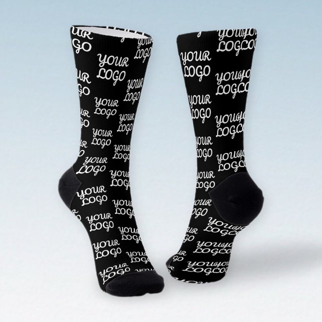 Chaussette Votre logo | Simple répétition Motif de logo (Créateur téléchargé)