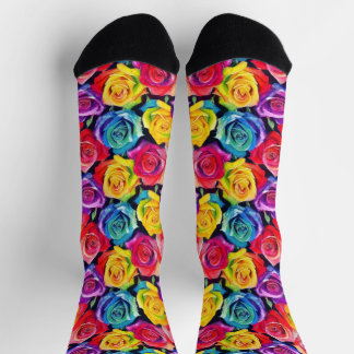 Chaussette Watercolor floral pattern, colorful rainbow roses