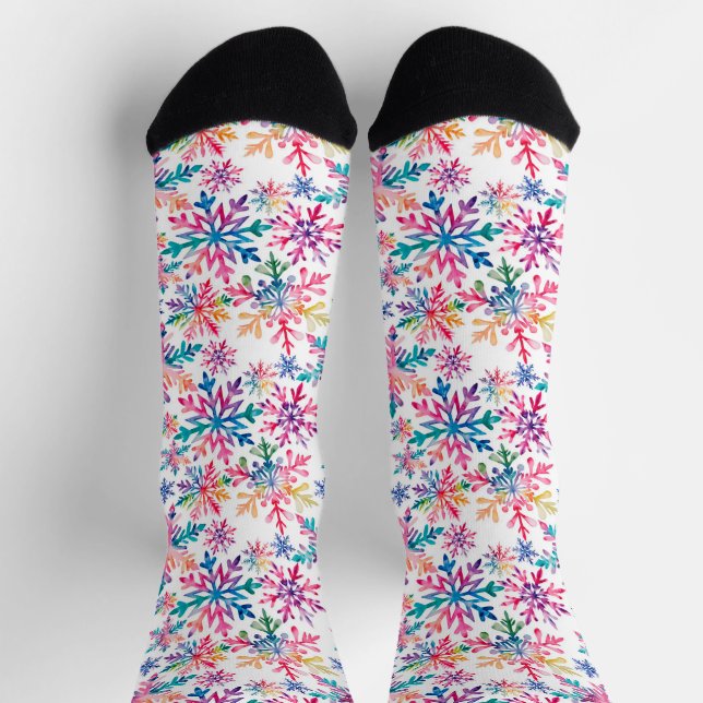 Chaussette Watercolor Snowflakes Pattern (Haut)