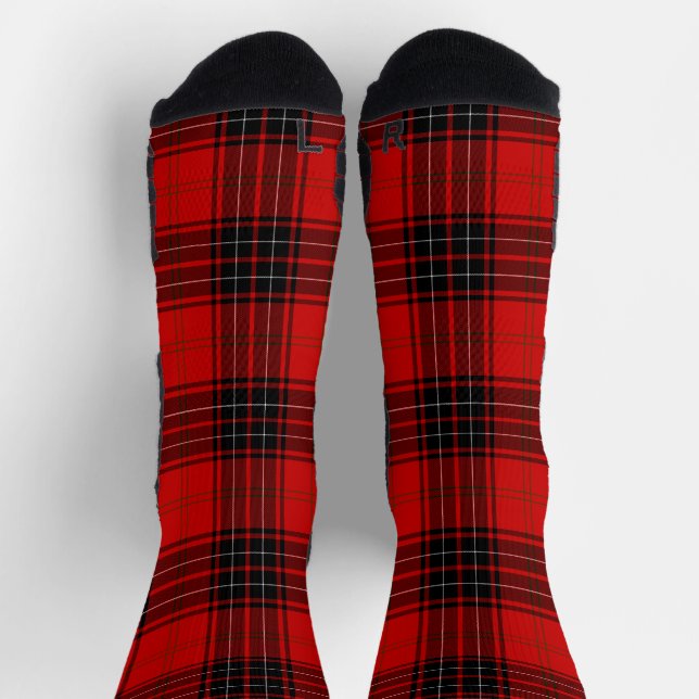 Chaussette Wemyss tartan rouge noir plaid (Haut)