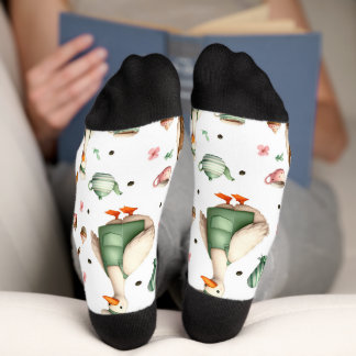 Chaussette Whimsical Chef Geese Design, Cute Farm goose